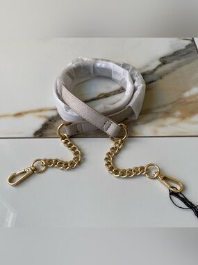 NWT Nanette Lapore shoulder bag double sided Suede & Leather Strap W/Gold Chain